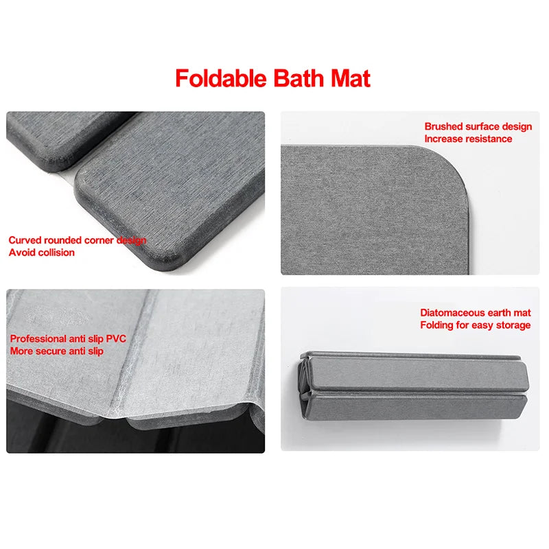 Foldable Foot Mat Quick Drying Bathroom Rug 100% Diatomaceous Earth Bath Mat  Non Slip Diatomite Mats Bathroom Accessories