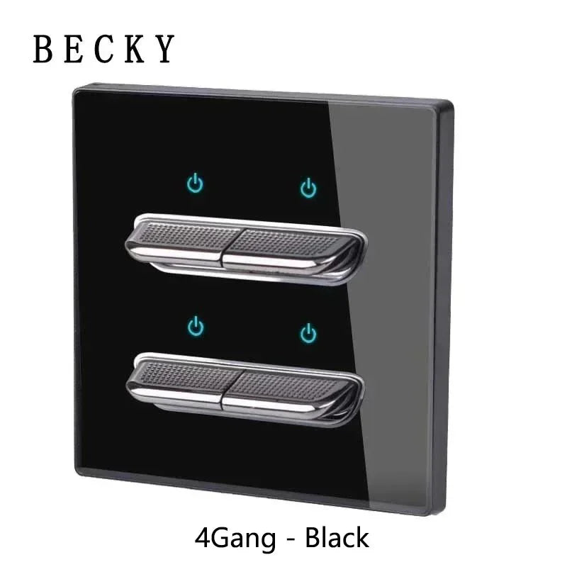 Glass Panel Wall Switch LED European 16a Socket Retro Toggle Light Switch EU UK Standard 2way Socket 1-4gang USB Home Decoration