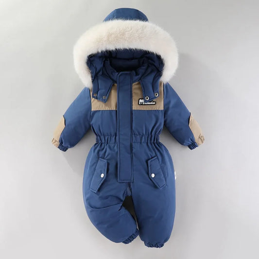 Winter Children Ski Suit Thicken Waterproof Baby Jumpsuit Warm Baby Girl Snow Wear Plus Velvet Infant Clothes Boys Coat 1-5 Year