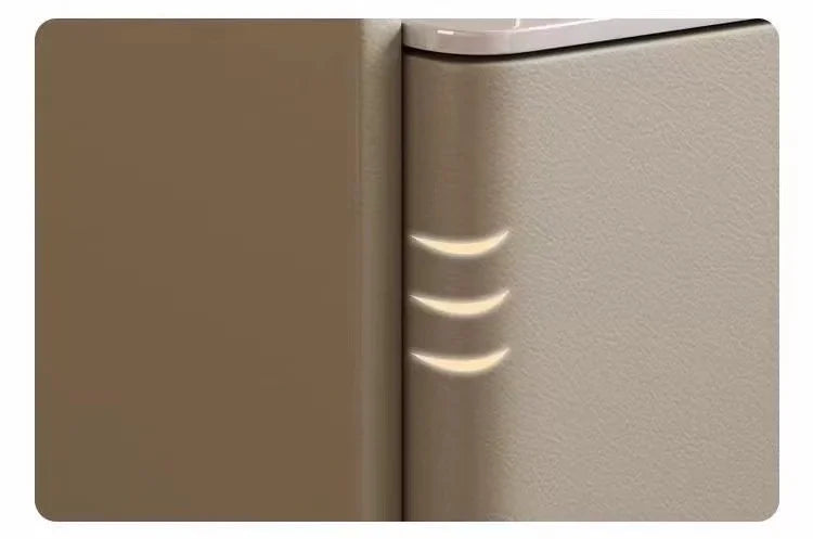 Nordic Style Intelligent Solid Wood Bedside Table Faux Leather 3 Drawers Nightstands with Wireless Charging Side Storage Cabinet