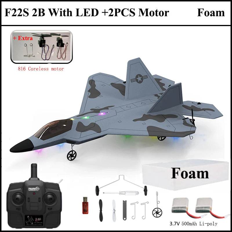 2024 New F22S 2.4G 4CH 3D6G RC Airplane Raptor F22 Warplane WLtoys A180 Upgrade Version LED Light With Gyroscope Out Door Toys - AIAZ
