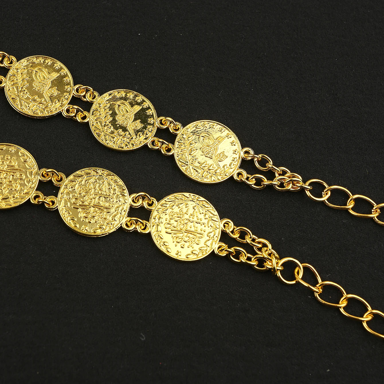 New Middle Eastern Style Belt Metal Chain Coin Tassel Belt Long Adjustable Length Body Chain Jewelry Belly Women's Fashion