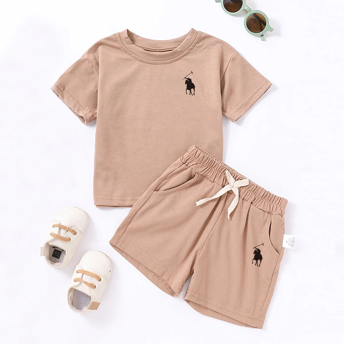 Summer Cotton Toddler 2pcs Boys Girls Printed Round Neck Top + Shorts Set Comfortable Skin-friendly Casual Clothing 2024 New
