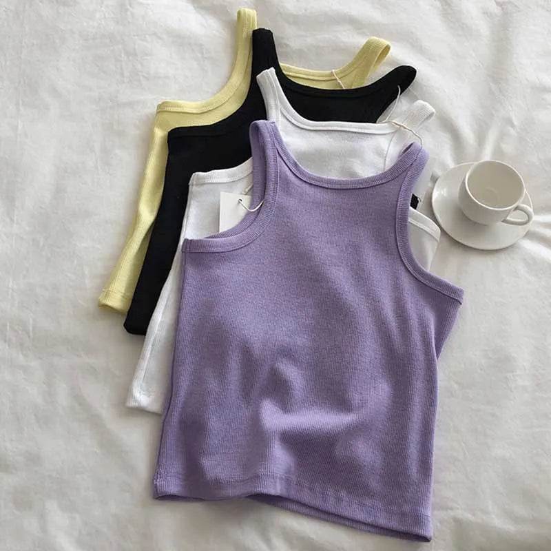 2024 Women Tank Tops Sexy Cropped Top Female Women Summer Camisole Camis Black White Sport Clothes For Women - AIAZ