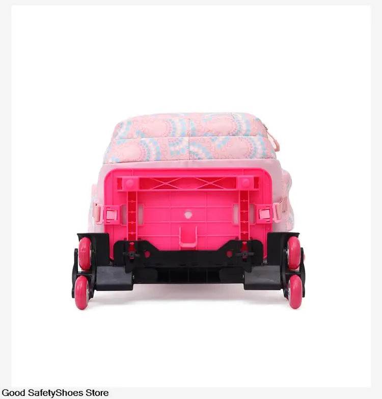 Rolling School Bags for Girls Backpack Children Waterproof School Backpacks with Wheels Middle School Trolley Luggage Back Pack - AIAZ