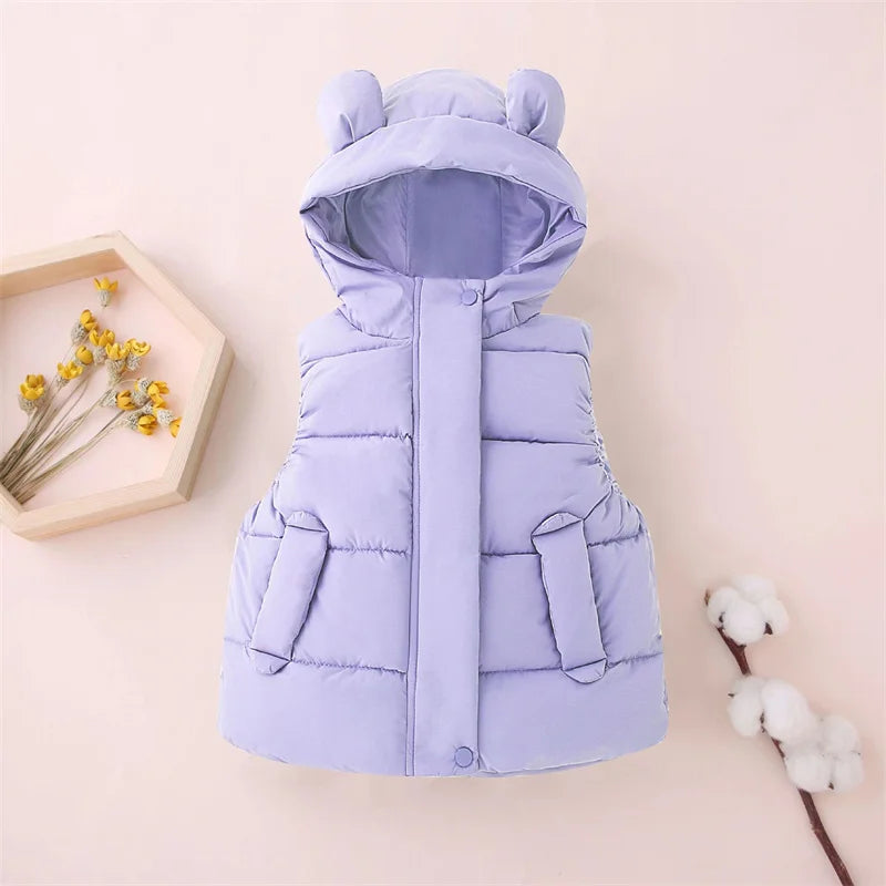 Fashion Boys Girls Hooded Warm Down Vests Autumn Winter Kids Clothing Baby Jacket Waistcoat 2023 New Children Zipper Vests
