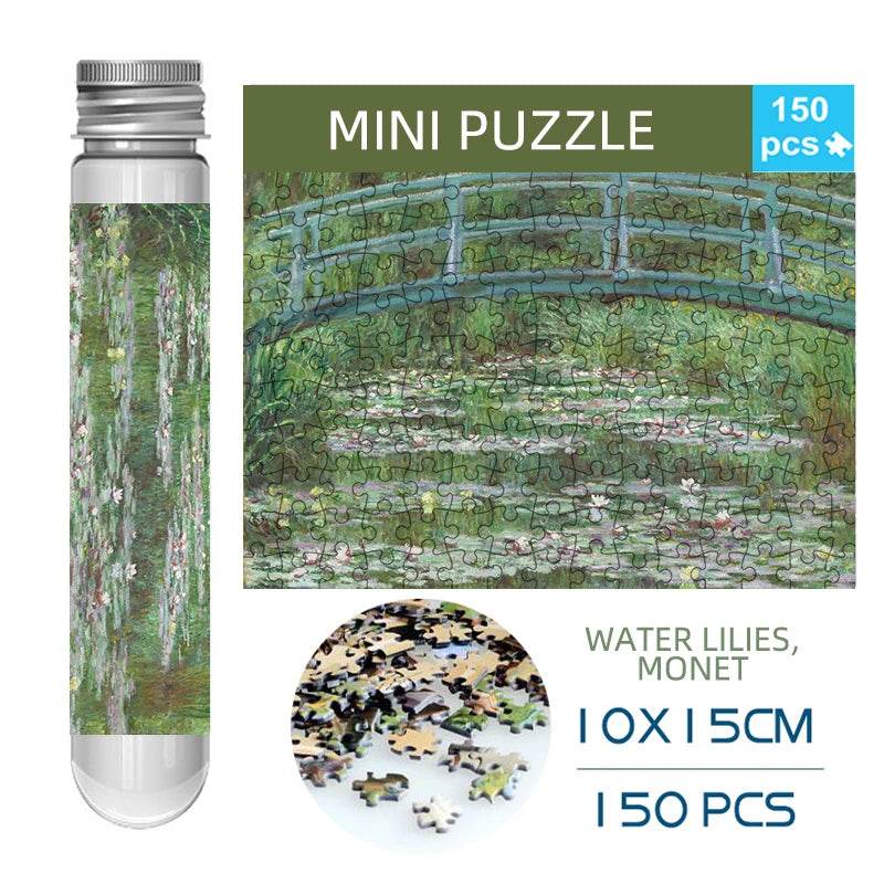 MaxRenard Jigsaw Puzzle 150pcs Mini Test Tube 15*10cm Travel Game World Famous Van Gogh Oil Paintings - AIAZ