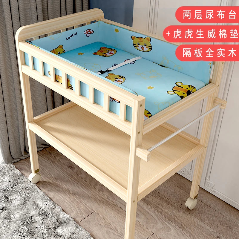 ZZ solid wood diaper changing table mobile care bath massage multi-functional baby newborn changing table