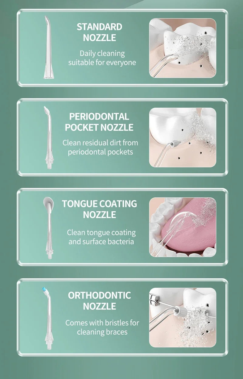 Xiaomi Dental Oral Irrigator 5 Nozzle Portable Dental Water Flosser USB Rechargeable 280ml Three frequency pulses Teeth Cleaner