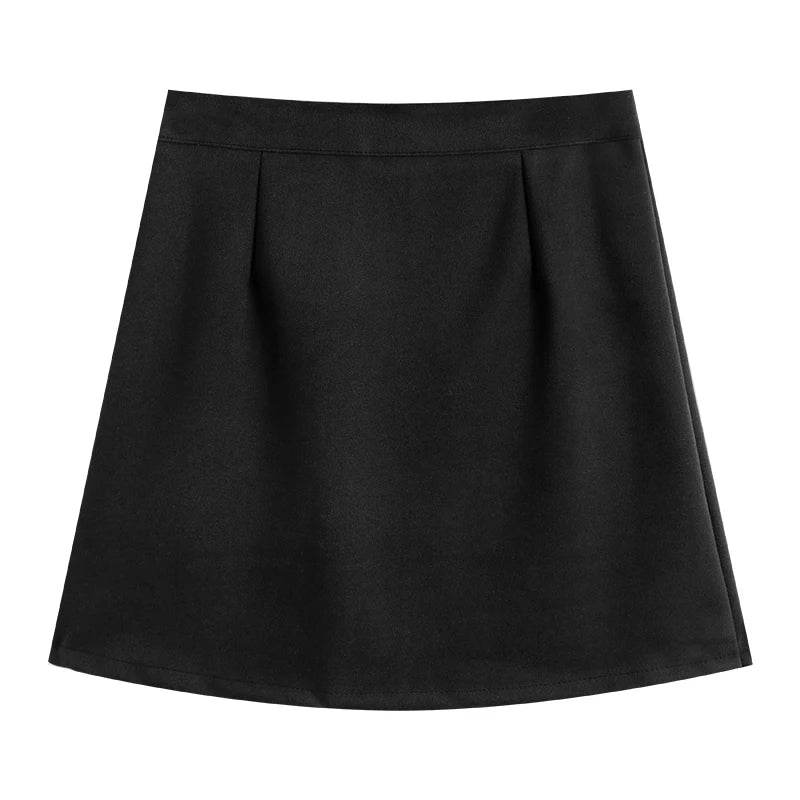 Skirts Women Solid A-line Sexy Prevalent Zipper Mini Skirts Daily Minimalist Fall Basic Street Style Korean Above Knee Clothes - AIAZ