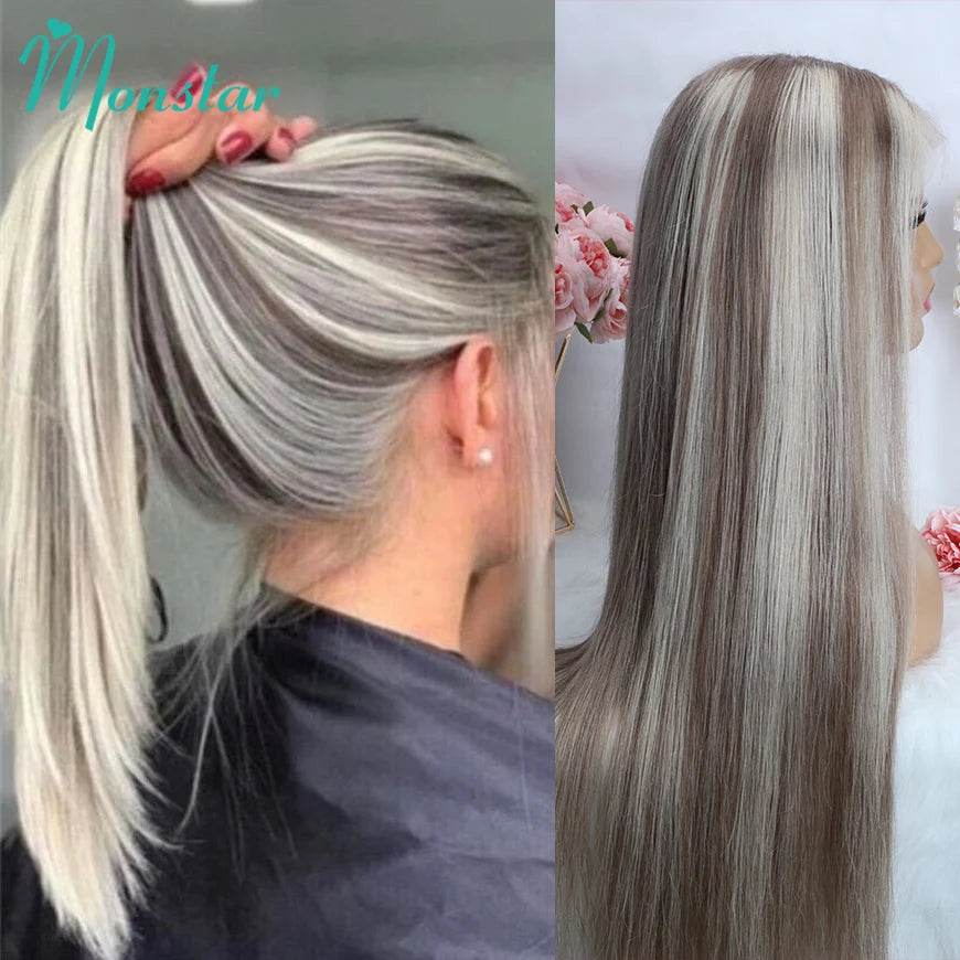 Ash Blonde Wig Highlight 13x6 Hd Lace Frontal Wigs Straight Vietnamese Raw Hair Wig 613 Blonde Colored Human Hair Wigs For Women - AIAZ