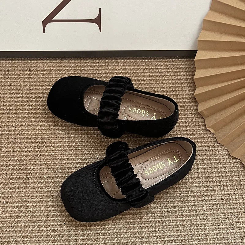 New 2025 Fashion Baby Girls Princess Band Shoes Shallow Velvet Infant Toddler Children Slip on Dance Shoes Soft Sole Flat Shoes
