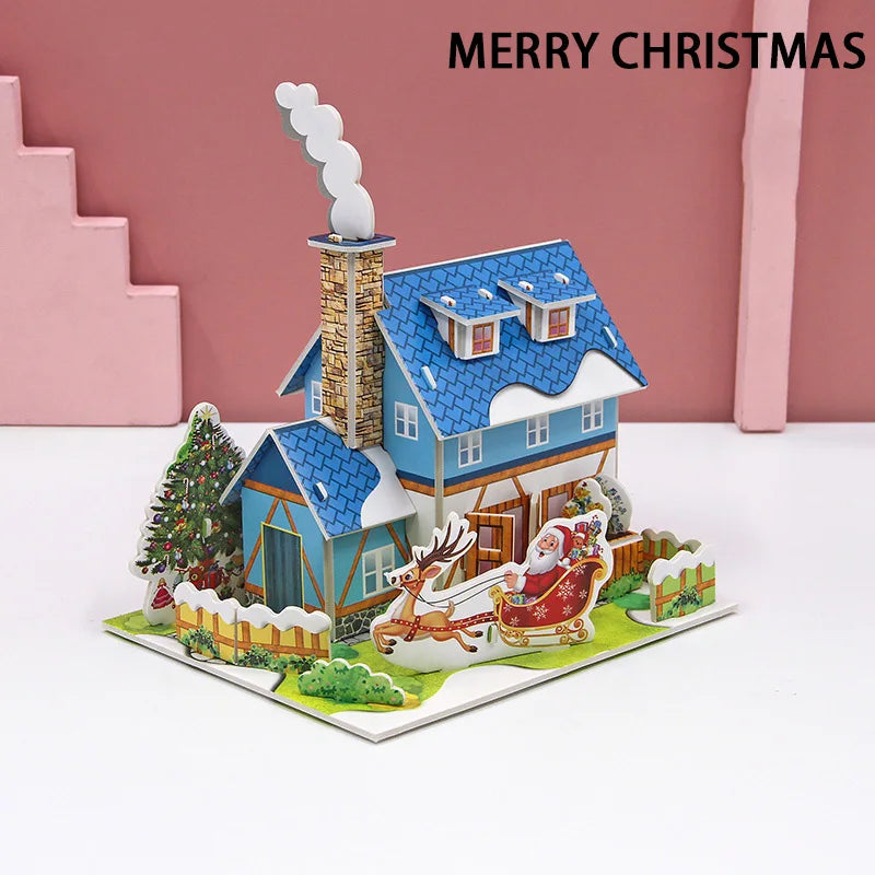 3D Paper Puzzle Montessori Miniature Houses Funny Carton Construction Models For Kids Handmade Educational Toys