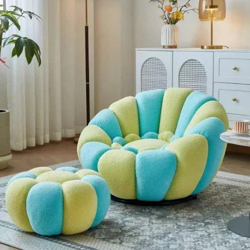 Lazy sofa that can be reclined or slept on, pumpkin sofa chair, small-sized lamb velvet fabric sofa, single sofa