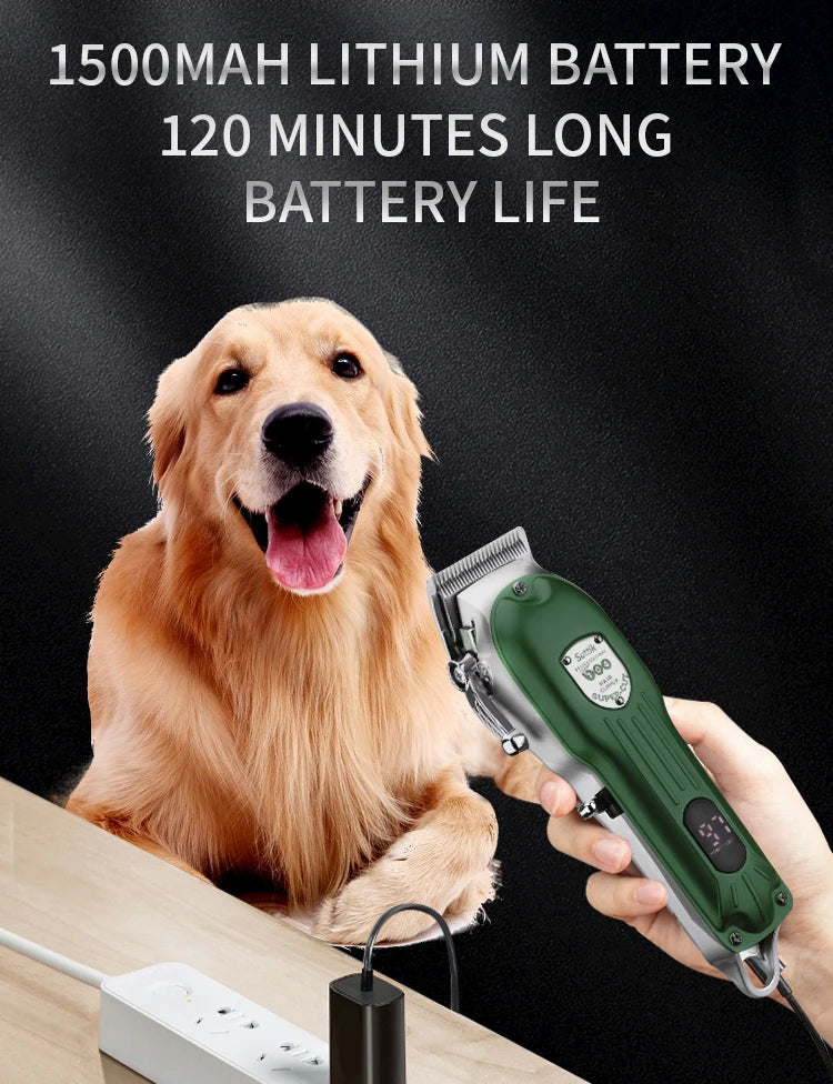 Professional Dog Hair Clipper All Metal Rechargeable Pet Trimmer Cat Shaver Cutting Machine Puppy Grooming Haircut Low Noice
