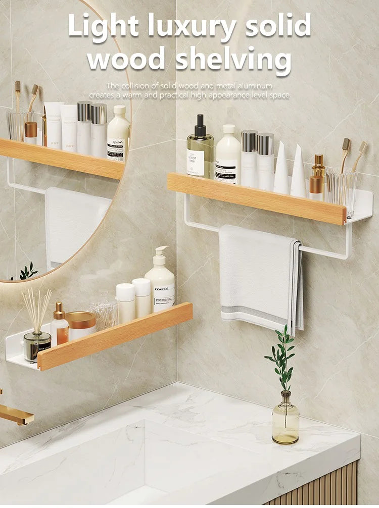 Wooden living room bathroom shelf wall mounted bathroom toilet sink shelf wall storage rack Kitchen shelf storage