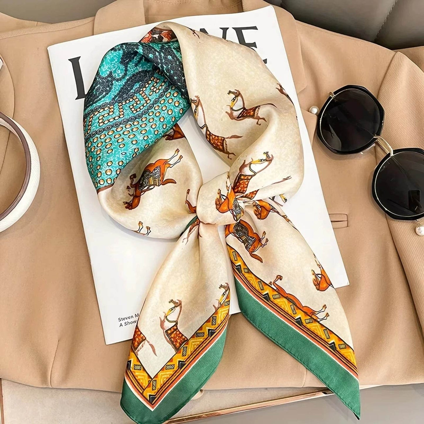 Luxury Silk Shawl Square Scarf for Women Satin Fashion Wraps Neckerchief Female Hair Bands Ribbon Headband Bandana 70X70CM - AIAZ