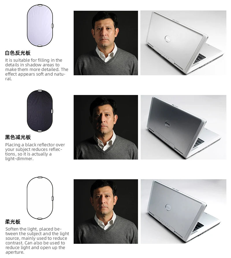 Selens Portable 5 in 1 Reflector 60x90cm Oval Round Reflector Photography Accessories Diffuser Photo Studio Kits fotografia 반사판