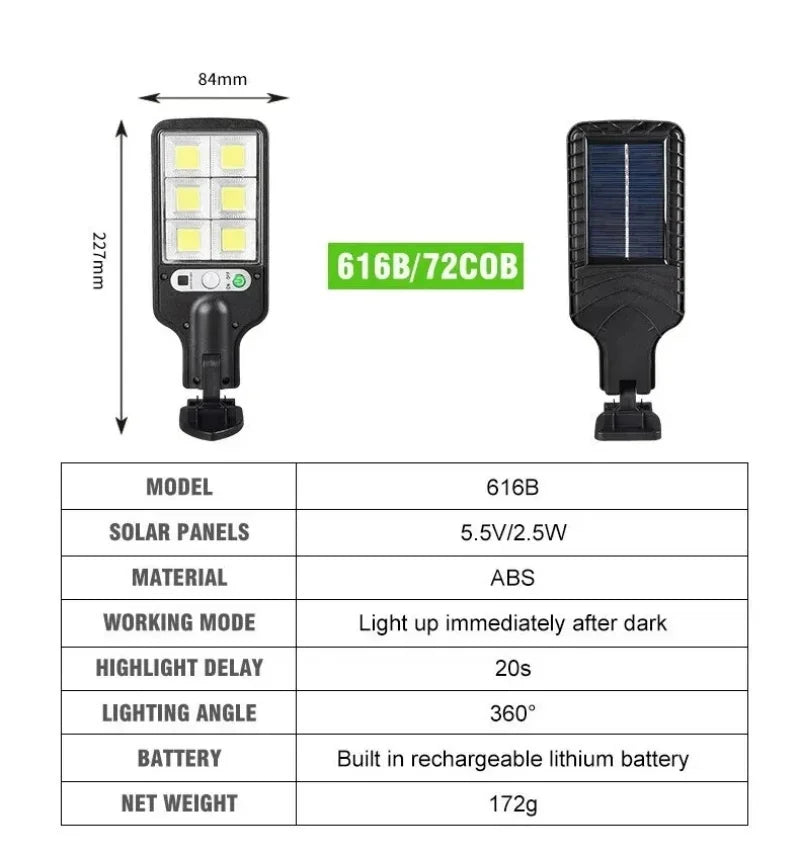Solar Outdoor LED Wall Light with Human Body Waterproof 3modes Induction for Garden Terrace Garage Courtyard and Street Lighting