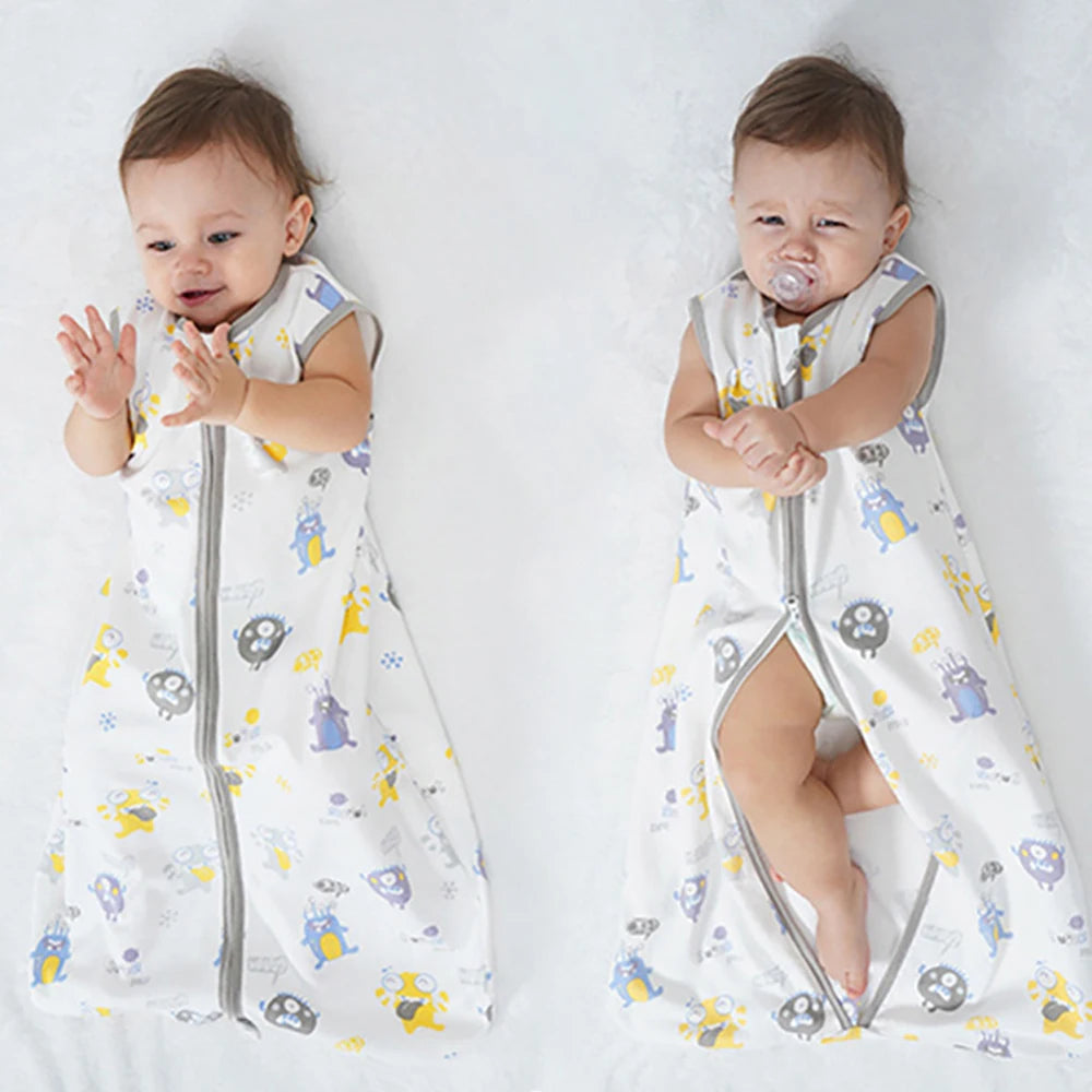 Baby Sleeping Bag For Newborn Baby Wearable Blanket 0.5 Tog Summer 100% Cotton Print Vest Sleep Sack Baby Boys Girls 0-3 Years