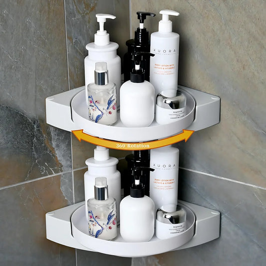 360° Rotate Shower Organizer Shelves Bathroom Swivel Shelf Kitchen Storage Organiser Shower Shelf  Bathroom Accessories