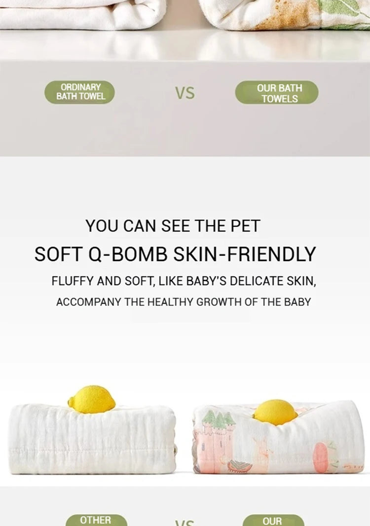 AIBEDILA Newborn baby bath towel pure cotton gauze bath towel Class A soft children's blanket absorbent newborn baby blanket
