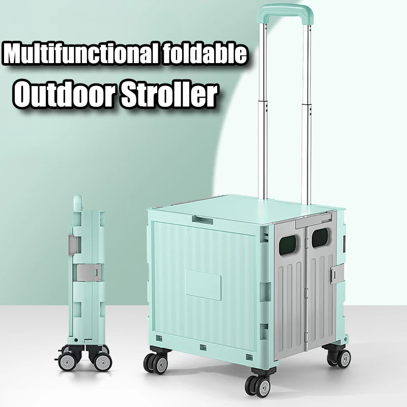Multifunctional Camping Trolley Large Capacity Portable Folding Outdoor Storage Box Home Camping Push Box Camping Equipment