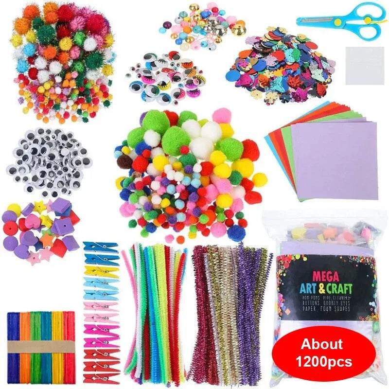 Arts and Crafts Supplies for Kids DIY Crafting School Kindergarten Homeschool Supplies Arts Set Toys for Children - AIAZ