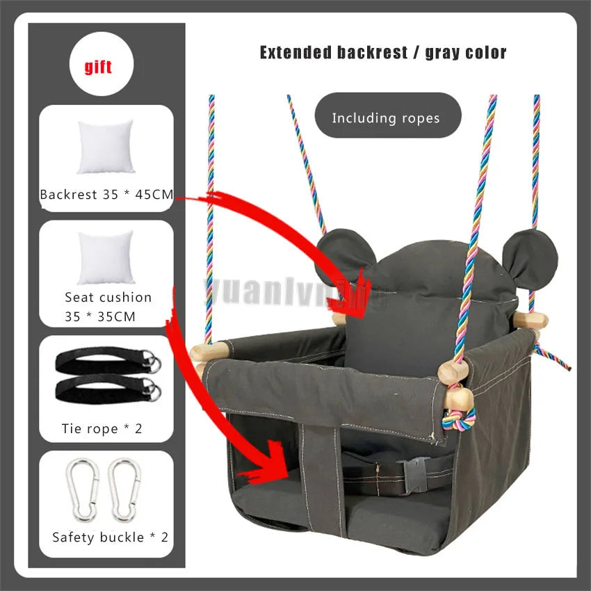 Kids Swing Portable Ceiling Suspended Chair With Seat Cushion Kids Baby Children's  Hammock with Safety Belt For Kids Babies