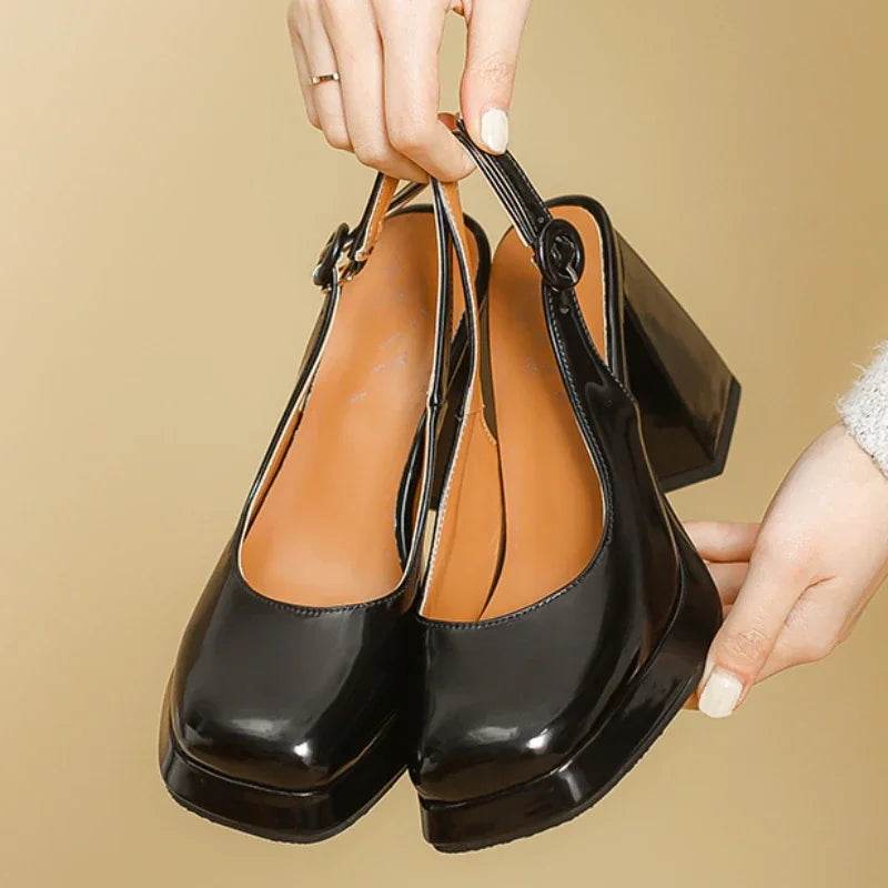 Slingbacks Summer Women Sandals Fashion Black White Pumps Shoes For Girls Elegant High Heels Wedding Shoes Ladies Large Size - AIAZ