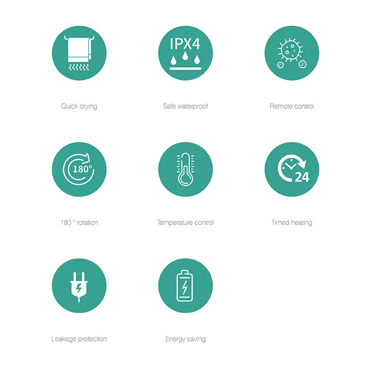 Rotatable Bathroom Electric Heated Carbon Fiber Towel Rail Warmer Digital Display Temperature Time Control Smart Home Bar Dryer