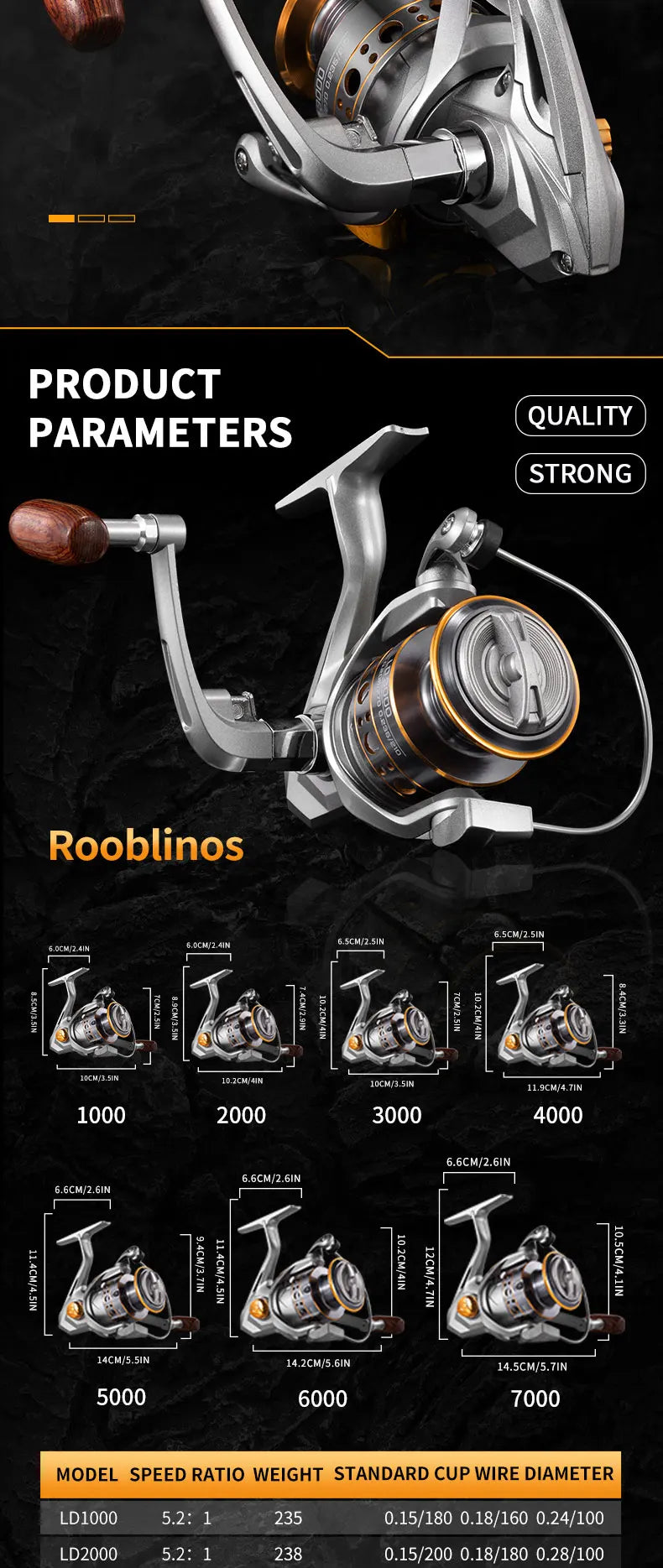 Rooblinos LD Spinning Fishing Reels For Saltwater Freshwater Metal Spool Left/Right Interchangeable Trout Carp Fishing Tackle