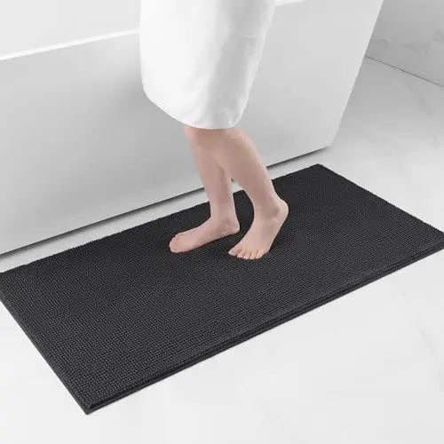 Kitinjoy Luxury Chenille Bath Mat Soft Non-slip Bathroom Shower Rug Extra Absorbent Mat Washable Quick Drying Foot Floor Carpets