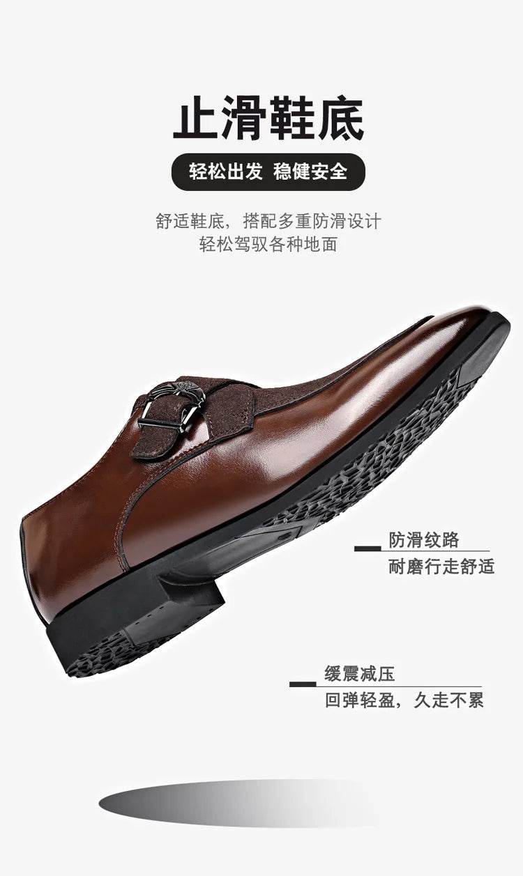 Casual Business Shoes for Men Point Toe Men Dress Buckle Shoes Luxury Men's Wedding Formal Shoes Derby Party Oxford Footwear - AIAZ