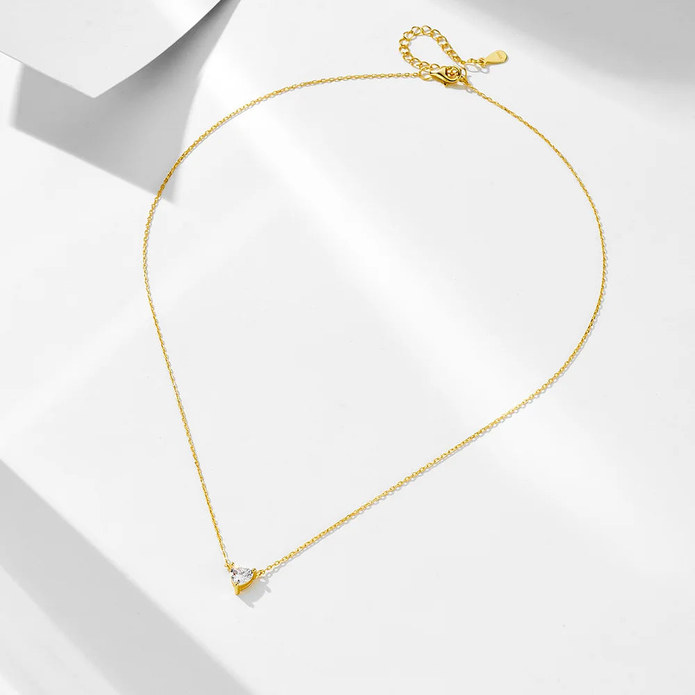 WSHUO 1/2/3ct Heart Cut Moissanite Pendant Necklace S925 Pure Silver Plated 18K Gold Women Necklace jewelry Gift GRA Certified