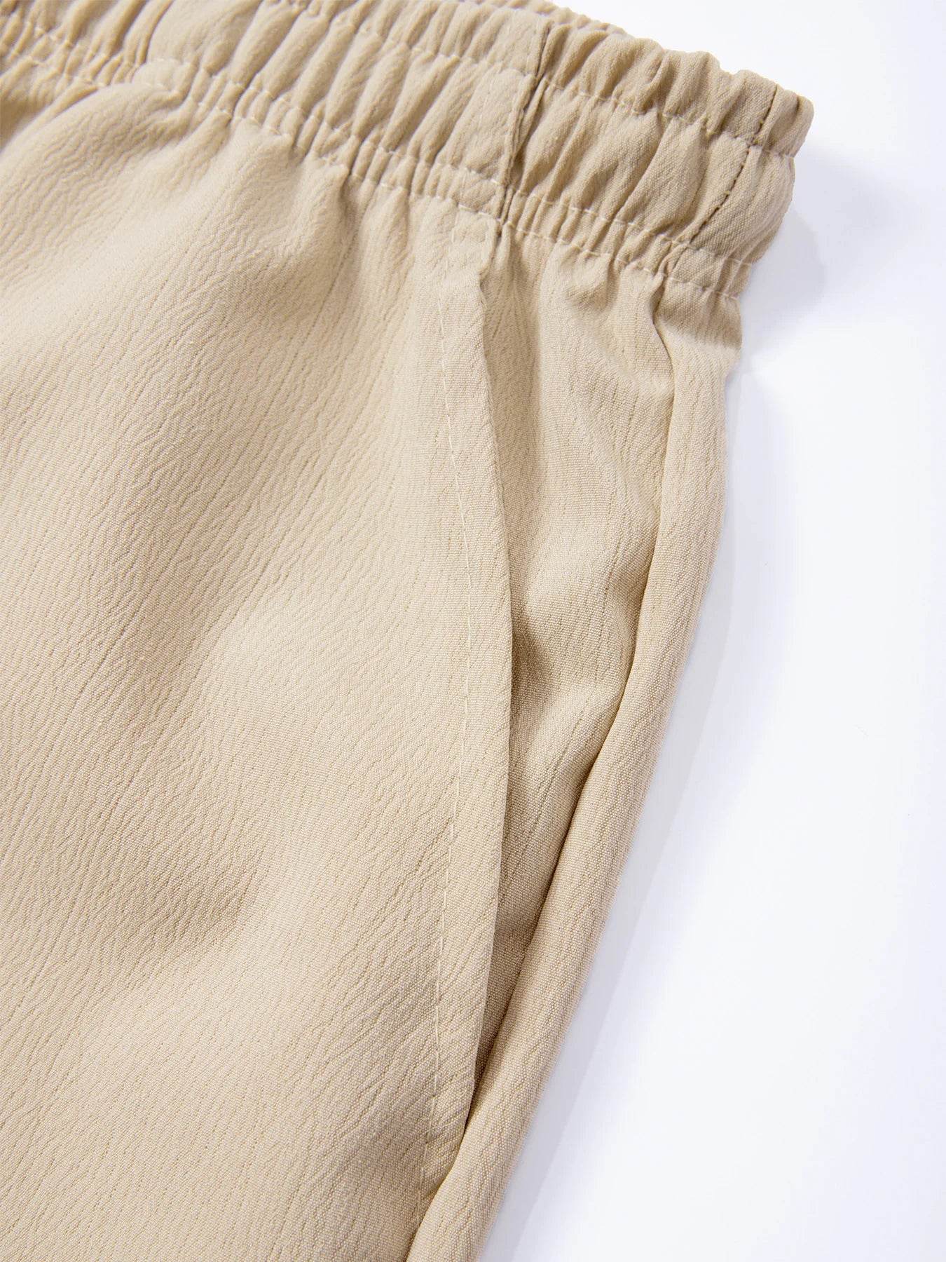 Men's Casual Trousers 2025 Spring/Summer New Man Large Size white Straight trousers Solid Beach black Fitness Pants S-XXXL - AIAZ