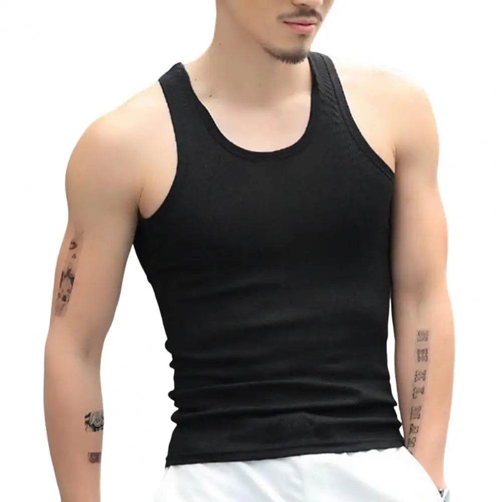 Men's Vest White Black Breathable Quick Drying Elastic Sports Vest Men Sleeveless Undershirt Fitness Training Running Tank Top - AIAZ