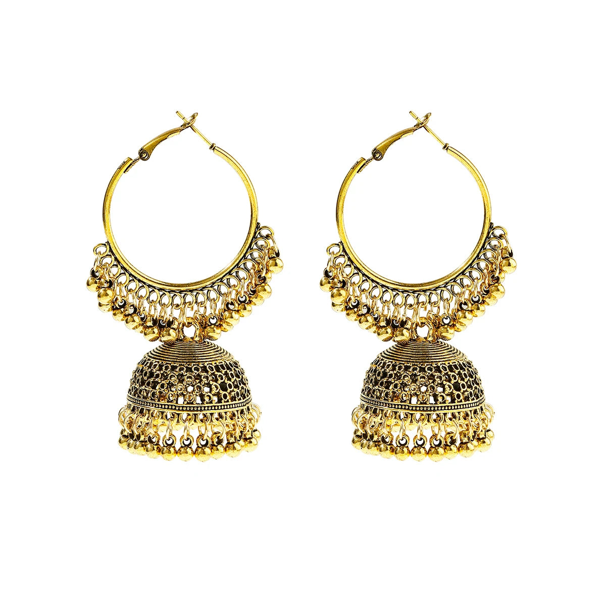 Boho Afghan Ethnic Drop Earrings For Women Pendient Gold Color Gyspy Silver Color Bell Ladies Indian Earring Jewelry