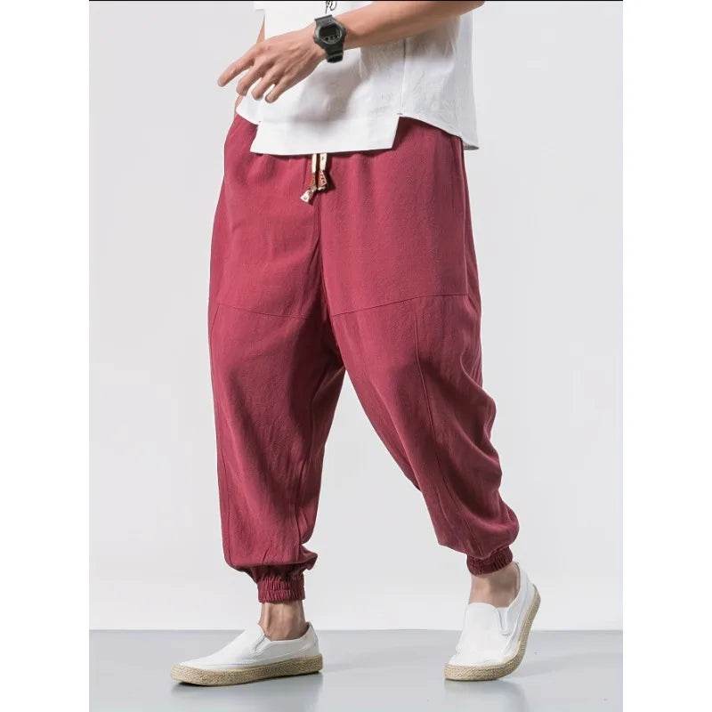 New Men Pants Fashion Solid Color Cross-pants Loose Style Streetwear Male Harem Pants - AIAZ