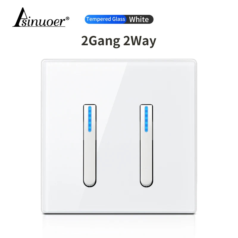 Glass Panel Wall Switch LED European 16a Socket Retro Toggle Light Switch EU UK Standard 2way Socket 1-4gang USB Home Decoration