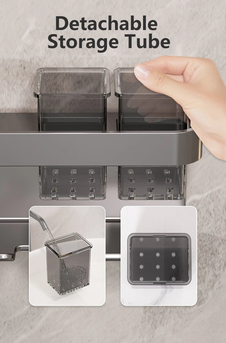 Hair Dryer Holder No punching Wall Mounted Bathroom Shelf Makeup Storage Organizer With Storage Box Aluminum Hair Dryer Rack