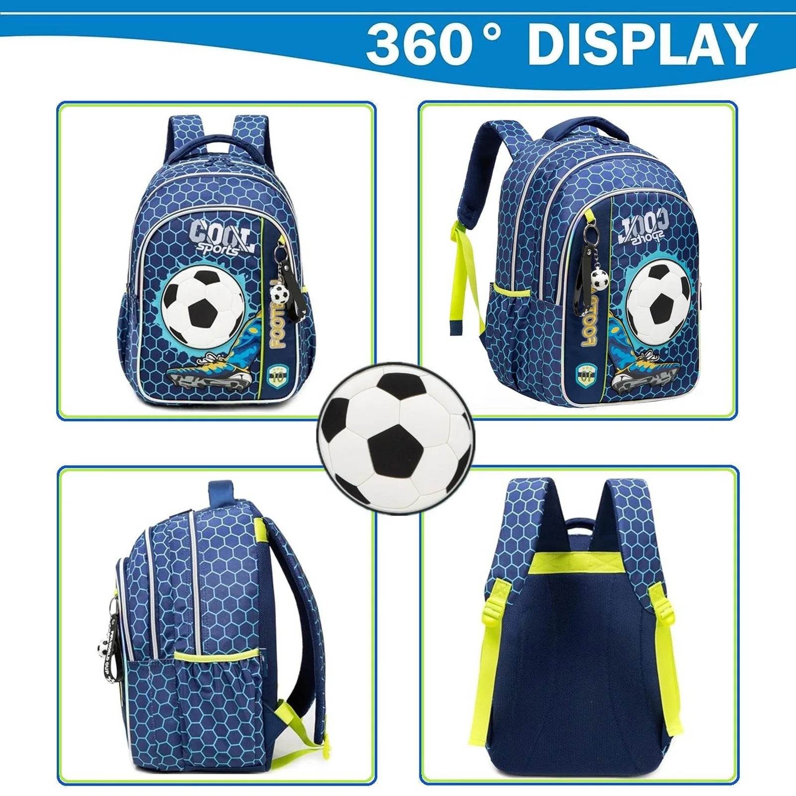3PCS Boys School Backpack Set with Lunch Bag and Pen Case Durable Elementary Kids Bookbag Lightweight Mochila Back to School Bag - AIAZ