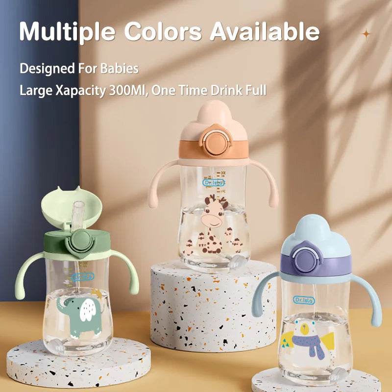 Portable Baby Water Bottles 300ml Baby Feeding Cup With Straw Children Learn Feeding Drinking Bottle Kids Training Cups BPA Free - AIAZ