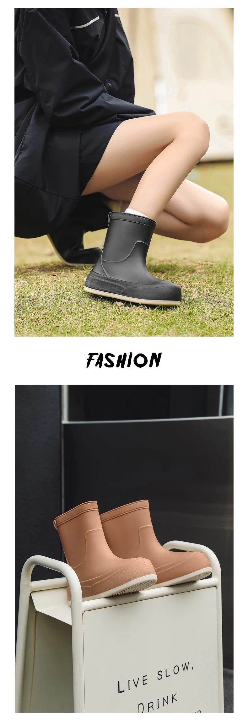 Cute Parent-Child Rain Boots Women's Anti-Slip Waterproof oes Four Seasons Universal Slip-Resistant Rubber Boots