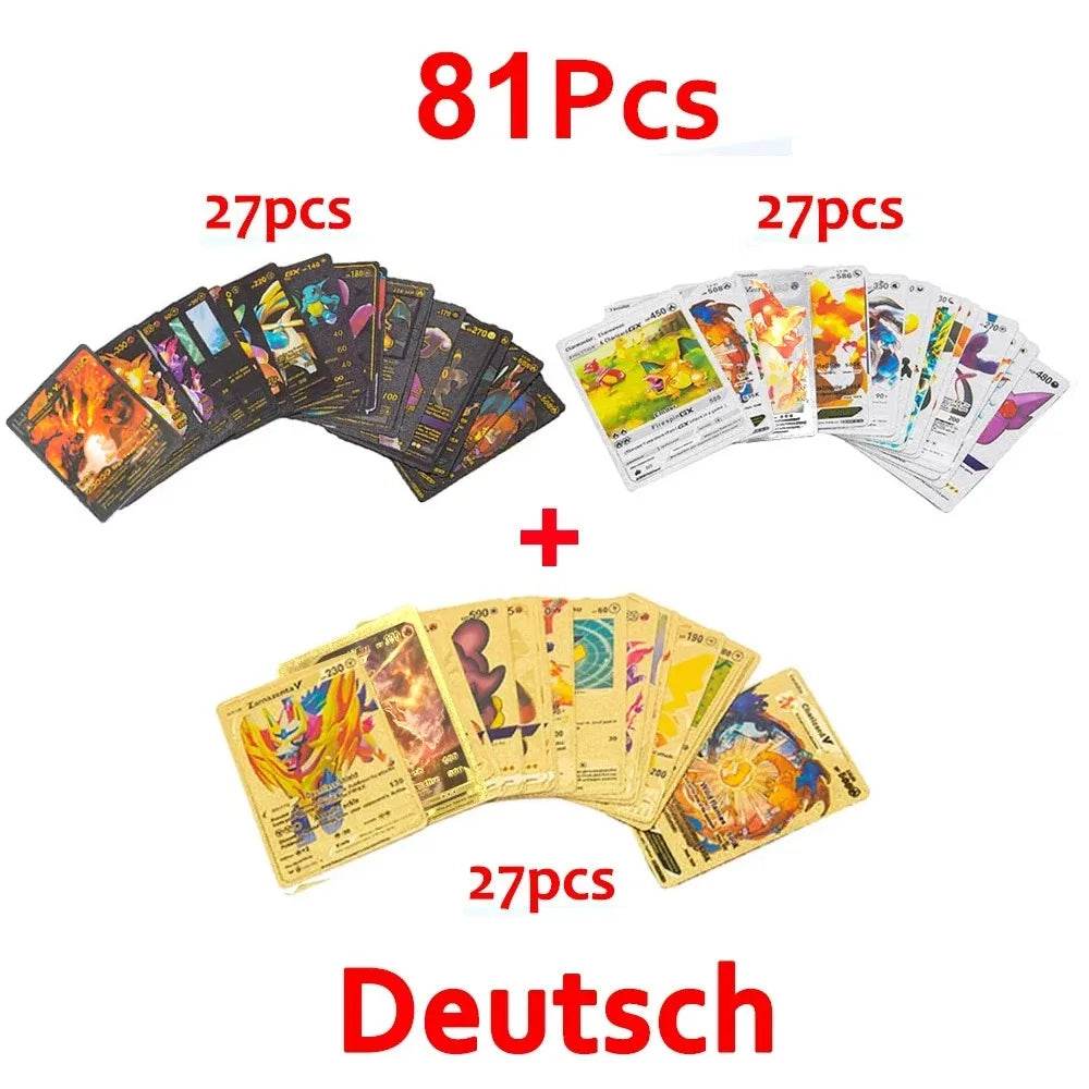 Pokemon Cards Vmax GX Gold Foil Flash Card English Spanish Colorful Pikachu Charizard French German Game Battle Collection Cards - AIAZ