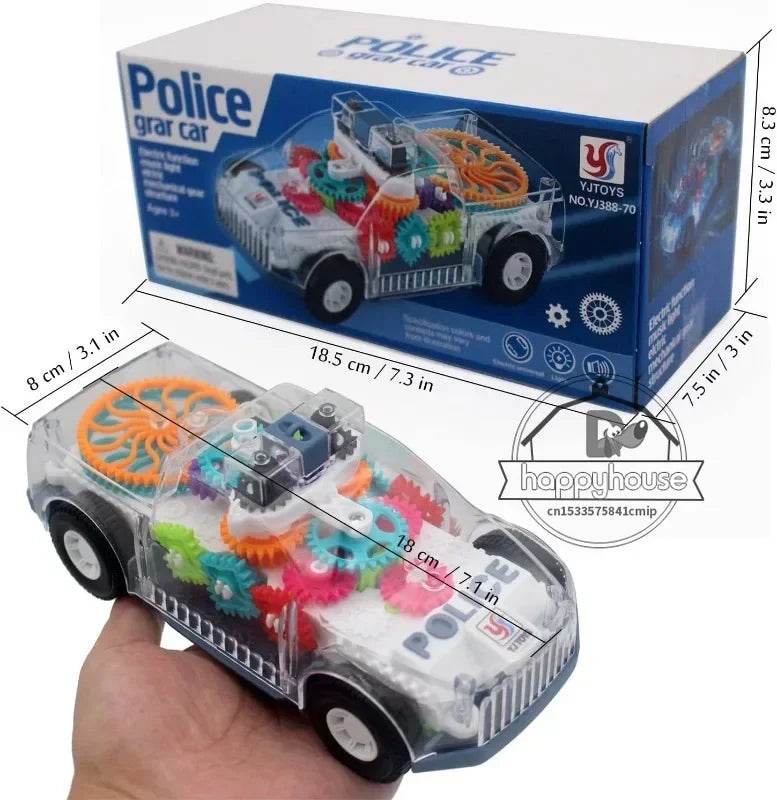 Baby toys Toddler Police Car Electric Vehicle Toy Auto Driving Transparent Gears Music Lights Cars Toys for Kids Boys - AIAZ