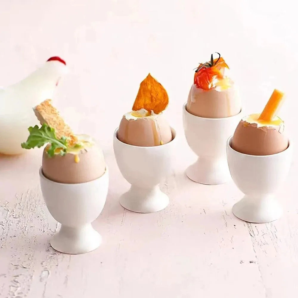 White Egg Cup Holder Plastic Boiled Egg Cups Stand Rack Creative Eggs Holder Small Beer Wine Cup Breakfast Cooking Tool