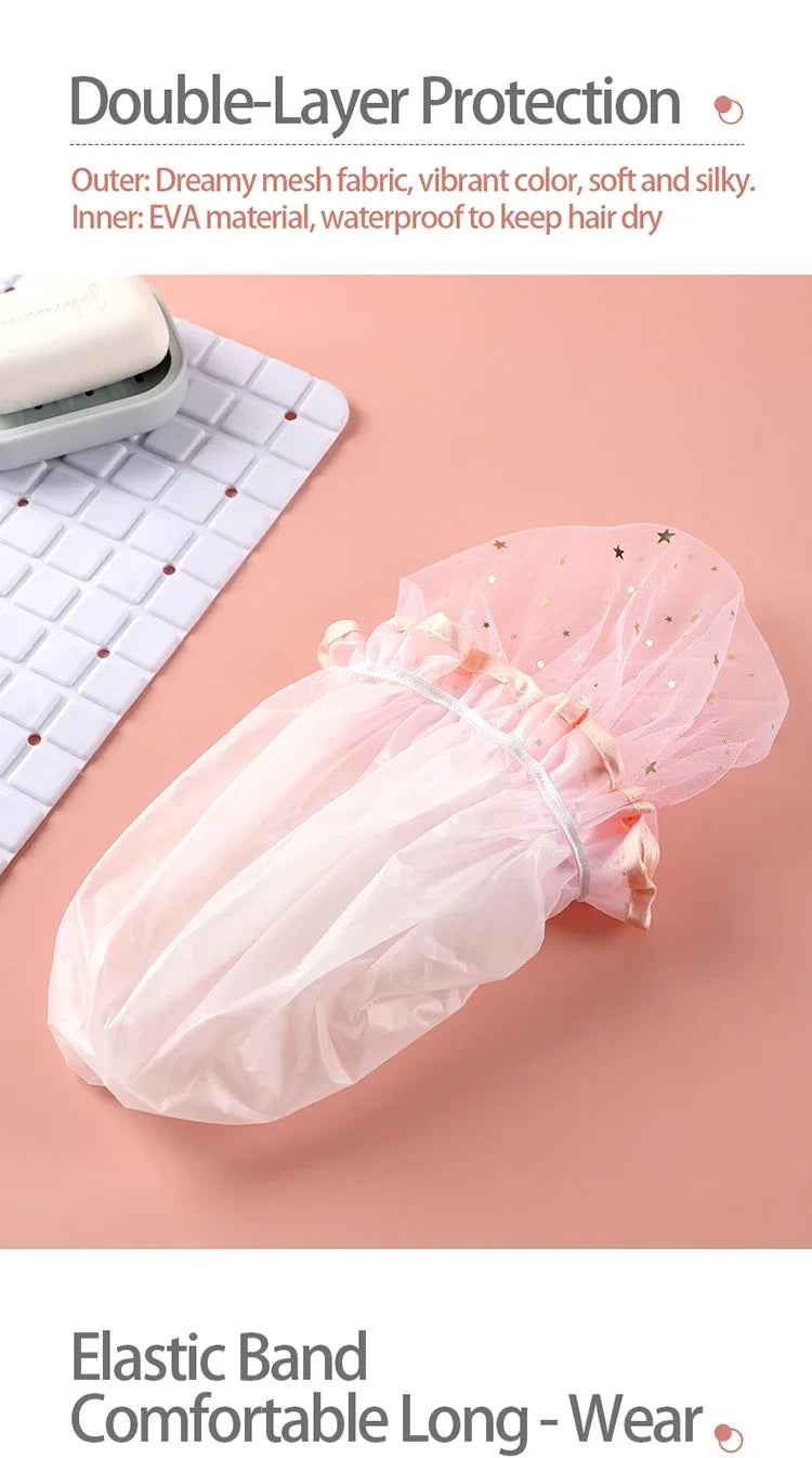 Shower Bath Cap Girl Luxury Women's Reusable Shower Cap Donuts for Hair Swimming Cap Shower Bonnet Douche