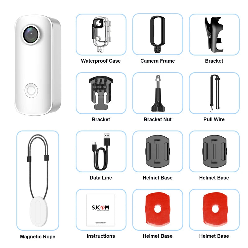 SJCAM C100 Plus Action Cam 4K Electronic Image Stabilization 2.4G WiFi 30M Waterproof With Case Sport Camera Black White