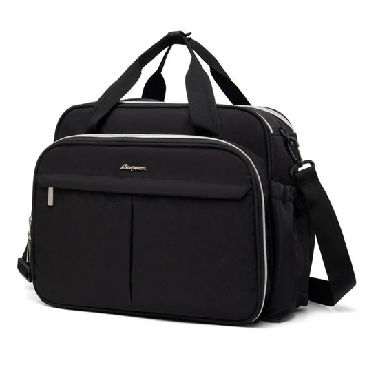 Lequeen New Maternity Mommy Travel Bag Black Shoulder Bag Handbag Tote Dry and Wet Separation Baby Diaper Stroller Bag